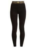 Matchesfashion.com Versace - Logo Print Performance Leggings - Womens - Black