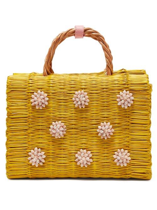 Matchesfashion.com Heimat Atlantica - Celeste Seashell Embellished Basket Bag - Womens - Yellow Multi