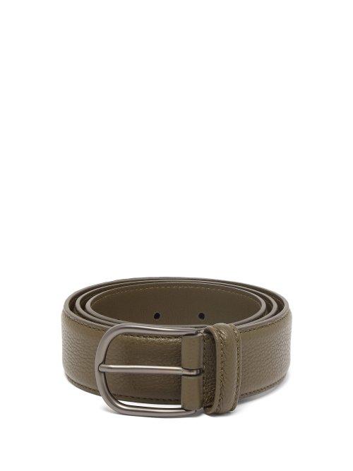 Matchesfashion.com Anderson's - Pebbled Leather Belt - Mens - Dark Green