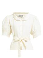 Matchesfashion.com Innika Choo - Floral Embroidered Linen Blouse - Womens - Cream