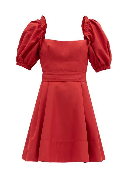 Matchesfashion.com Self-portrait - Puffed-sleeve Taffeta Mini Dress - Womens - Red