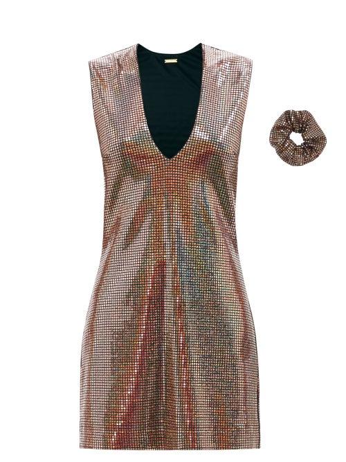 Dodo Bar Or - Daria Sequinned-jersey Mini Dress And Scrunchie - Womens - Bronze