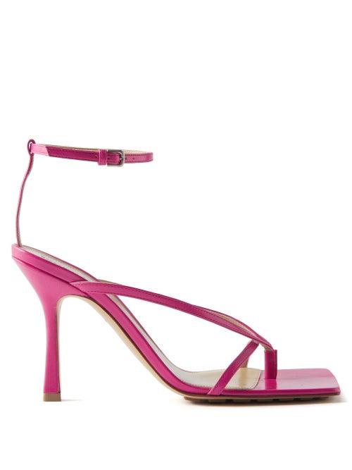 Bottega Veneta - Stretch Square-toe Leather Sandals - Womens - Purple