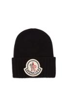 Matchesfashion.com Moncler - Logo Appliqu Wool Beanie Hat - Mens - Black