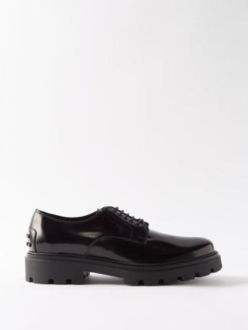 Tod's - Heel-stud Leather Derby Shoes - Mens - Black