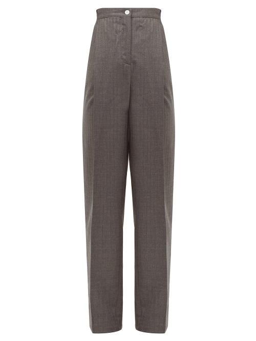 Matchesfashion.com Acne Studios - Peggerine Striped Wool Jacquard Tapered Trousers - Womens - Grey
