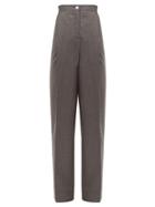 Matchesfashion.com Acne Studios - Peggerine Striped Wool Jacquard Tapered Trousers - Womens - Grey