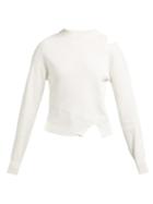 Matchesfashion.com Proenza Schouler Pswl - Asymmetric Cotton Blend Sweater - Womens - Ivory