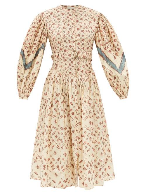 Ulla Johnson - Esti Shibori-print Cotton Dress - Womens - Ivory Multi