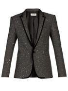 Saint Laurent Sequin-embellished Velvet-trim Tuxedo Jacket