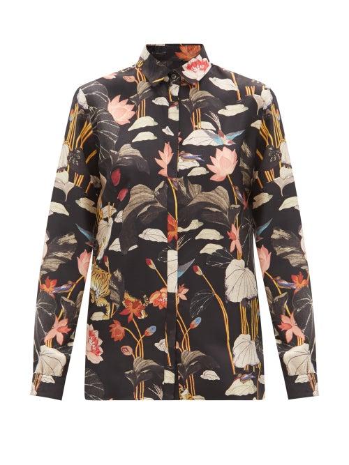 Matchesfashion.com Etro - Floral-print Silk-faille Shirt - Womens - Black Multi