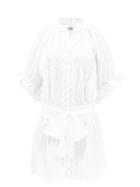 Juliet Dunn - Ruffled Rickrack-trimmed Cotton-poplin Mini Dress - Womens - White