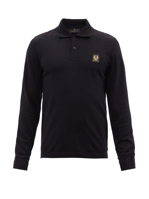 Belstaff - Logo-patch Cotton-jersey Polo Shirt - Mens - Black