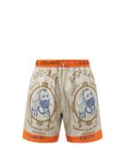 Amiri - X Zig-zag Logo-print Silk-twill Shorts - Mens - Ivory Multi