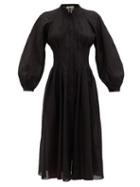 Matchesfashion.com Three Graces London - Valeraine Balloon-sleeved Cotton-gauze Shirt Dress - Womens - Black