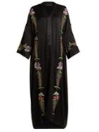 Etro Fuji Floral-embroidered Satin Kimono Dress