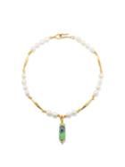Tohum - Evil Eye Glass, Pearl & 24kt Gold-plated Necklace - Womens - Green Multi