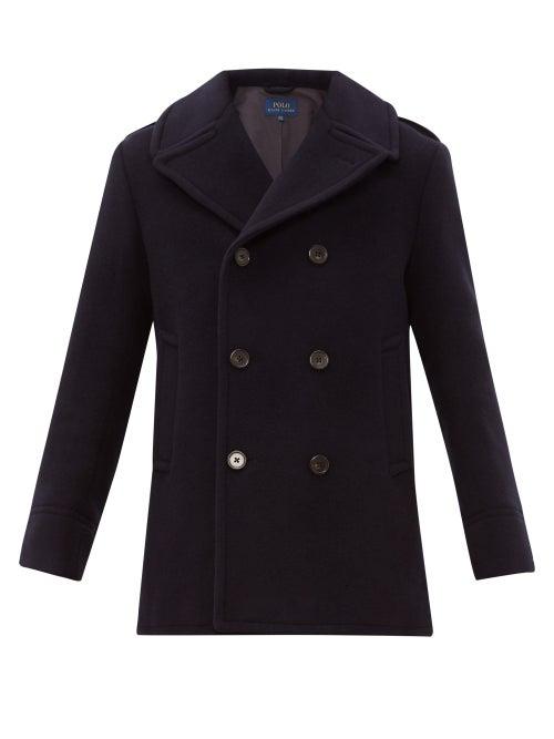 Matchesfashion.com Polo Ralph Lauren - Double Breasted Wool Blend Peacoat - Mens - Navy