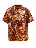 Matchesfashion.com Y/project - Tiger-print Silk Shirt - Mens - Orange White