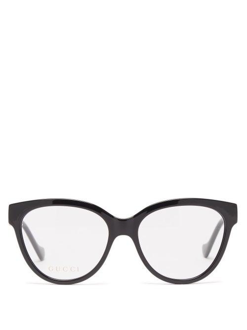 Gucci - Gg-chain Cat-eye Acetate Glasses - Womens - Black