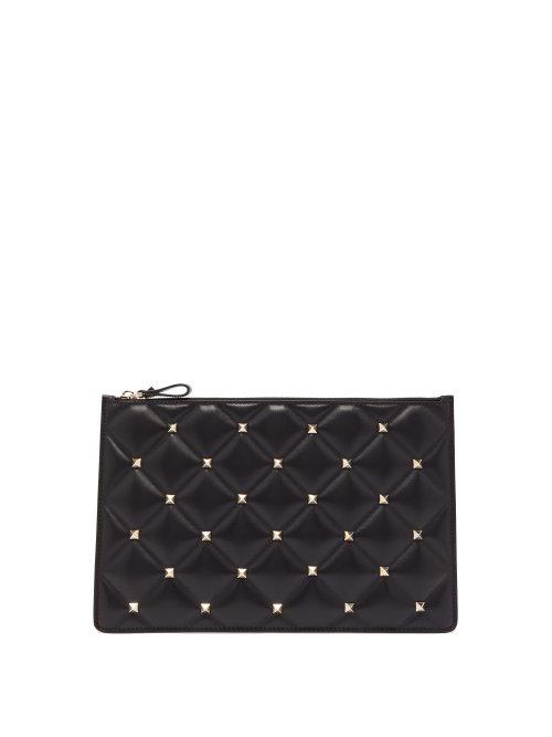 Matchesfashion.com Valentino - Candystud Quilted Leather Pouch - Womens - Black