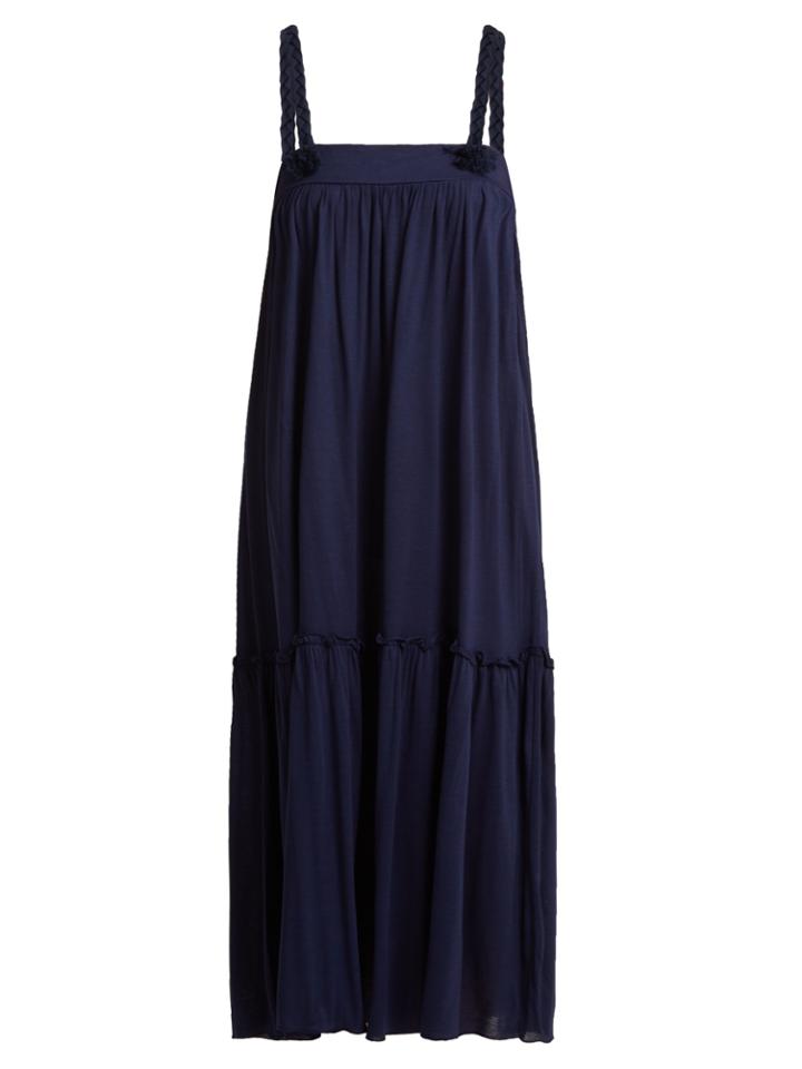 See By Chloé Square-neck Braid-trimmed Jersey Dress