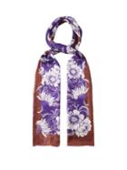 Valentino - Floral-print Silk-twill Scarf - Womens - Purple Multi