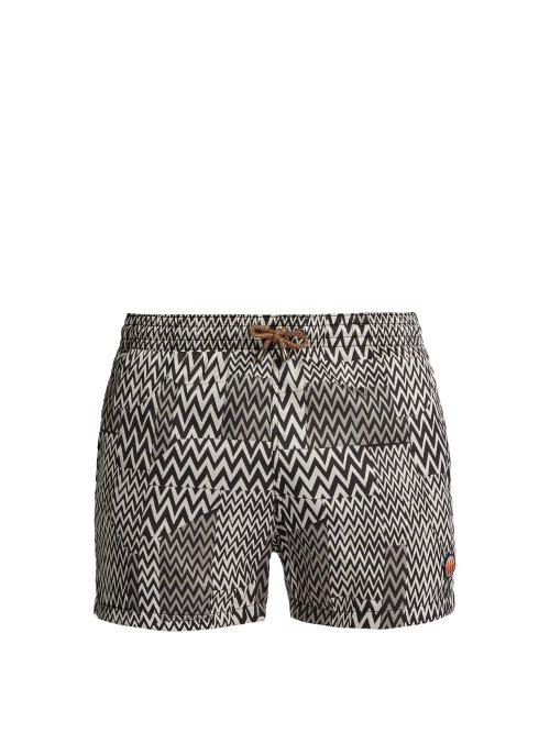 Matchesfashion.com Missoni Mare - Zigzag Knit Swim Shorts - Mens - Black White