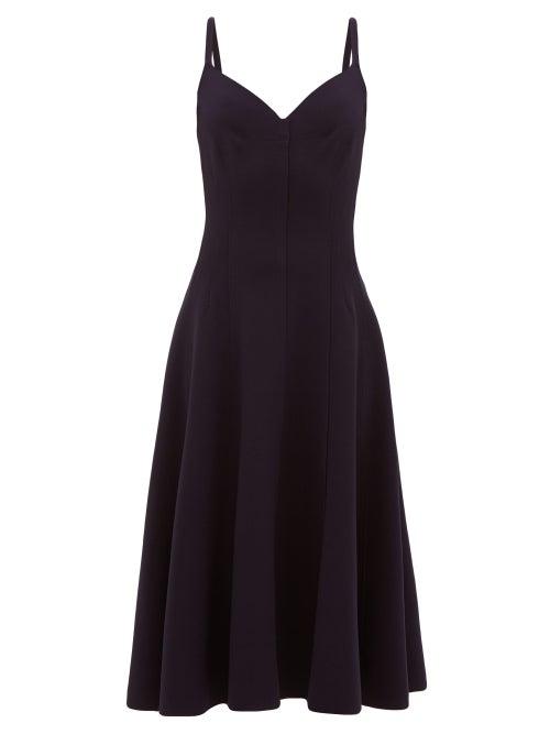 Matchesfashion.com Norma Kamali - Grace Raw-seam Panelled Midi Dress - Womens - Navy