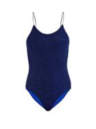 Matchesfashion.com Oseree - Lumire Metallic Glitter Swimsuit - Womens - Blue