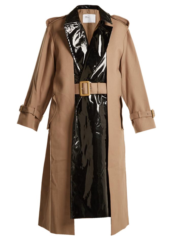 Toga Pleat-front Contrast-panel Belted Trench Coat
