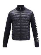 Matchesfashion.com Moncler - Logo-jacquard Sleeve Down-quilted Tricot Jacket - Mens - Navy