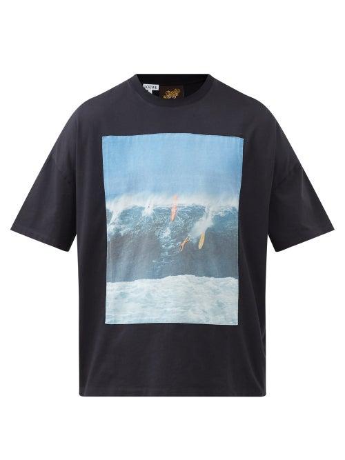 Loewe Paula's Ibiza - Surf-print Cotton-jersey T-shirt - Mens - Blue Multi