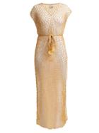 Matchesfashion.com My Beachy Side - Beaded Crochet Knit Beach Dress - Womens - Gold