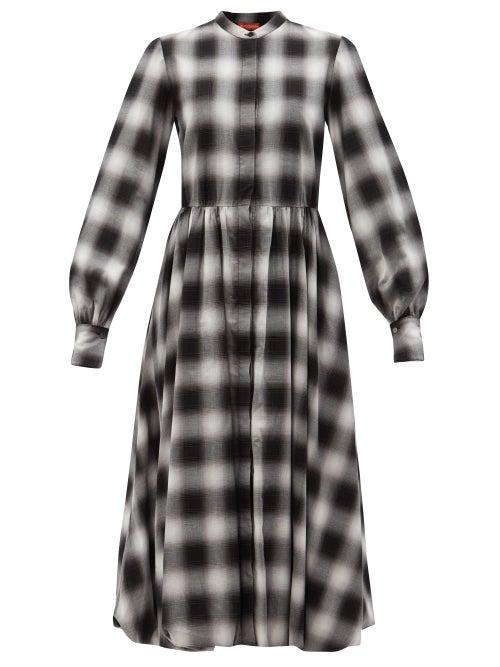Altuzarra - Alicia Ombr-check Cotton Midi Dress - Womens - Black Multi