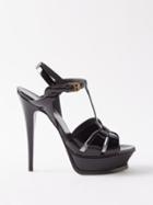 Saint Laurent - Tribute 135 Leather Platform Sandals - Womens - Black