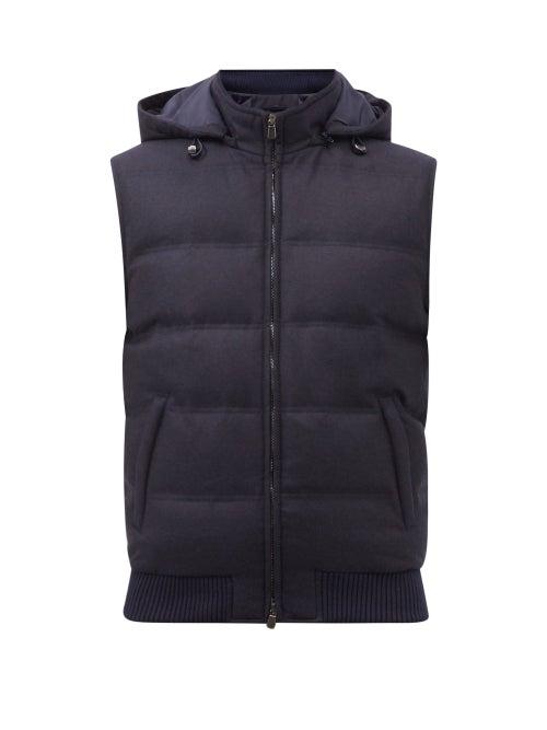 Thom Sweeney - Wool-blend Twill Down Gilet - Mens - Navy