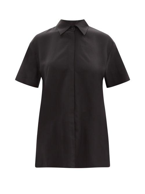 Matteau - Silk-crepe Shirt - Womens - Black