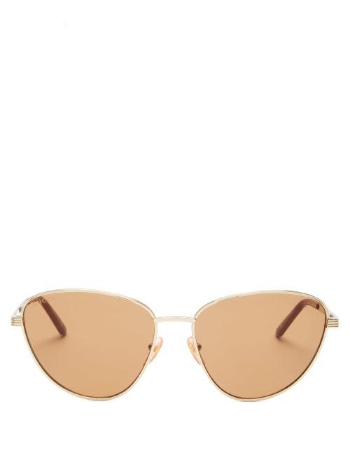 Matchesfashion.com Gucci - Cat-eye Metal Sunglasses - Womens - Gold