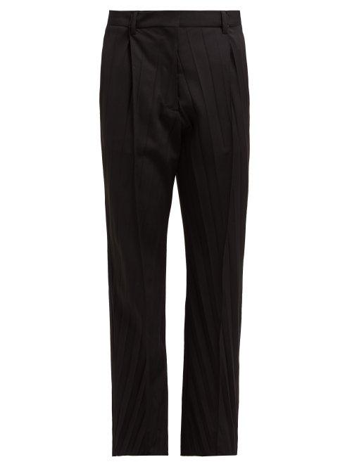 Matchesfashion.com Valentino - Pressed Wool Blend Tailored Trousers - Womens - Black