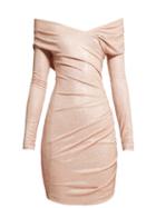 Matchesfashion.com Alexandre Vauthier - Crystal Embellished Off The Shoulder Jersey Dress - Womens - Light Pink