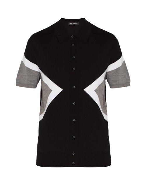 Matchesfashion.com Neil Barrett - Modernist Intarsia Knit Cardigan - Mens - Black Multi