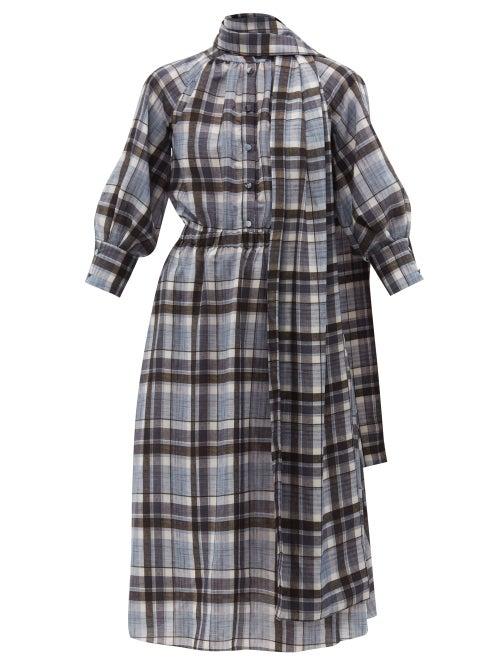 Altuzarra - Julyan Check-hessian Midi Shirt Dress - Womens - Blue