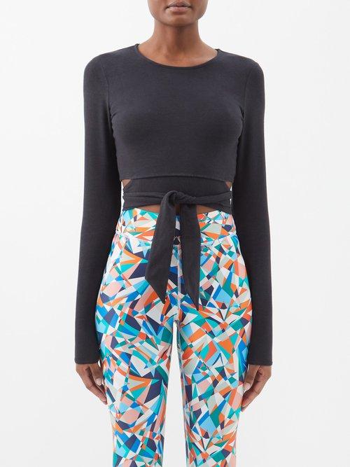 The Upside - Lucy Tie-waist Hemp-blend Top - Womens - Black