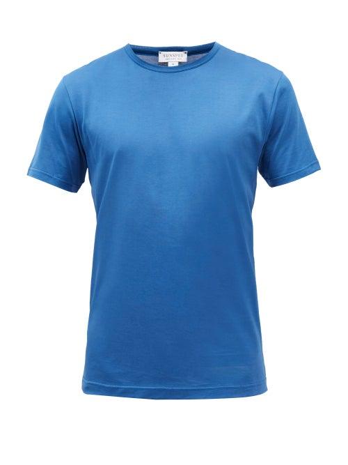 Mens Rtw Sunspel - Crew-neck Cotton-jersey T-shirt - Mens - Blue