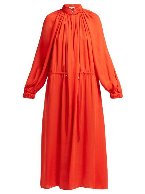 Matchesfashion.com Tibi - Drawstring Waist Georgette Dress - Womens - Red