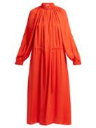 Matchesfashion.com Tibi - Drawstring Waist Georgette Dress - Womens - Red
