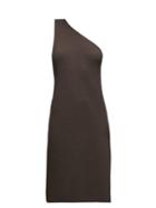 Matchesfashion.com Bottega Veneta - One-shoulder Knitted Dress - Womens - Dark Brown