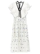 Ladies Rtw Lug Von Siga - Cora Ruffled Floral-embroidered Cotton Midi Dress - Womens - White
