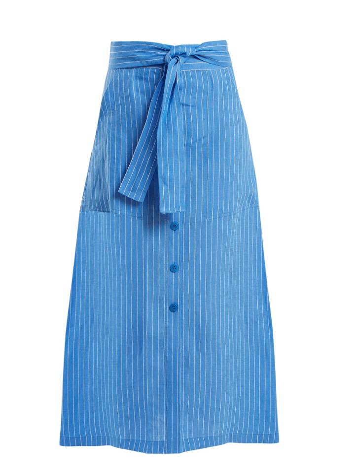 Diane Von Furstenberg Mid-rise Striped Linen Skirt